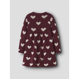 Name It Burgundy Peyote Heart Nbfoana Ls Strik Kjole