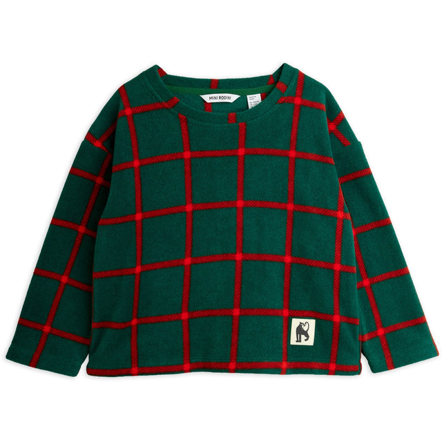 Mini Rodini Green Plaid AOP Fleece Ls Top