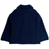 Mini Rodini Blue Panda Patch Chunky Strik Half Zip Sweater