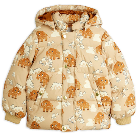 Mini Rodini Beige Mammoths AOP Hooded Puffer