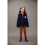 Mini Rodini Blue Panda Patch Chunky Strik Half Zip Sweater
