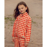 Mini Rodini Red Gingham AOP Fleece Jakke