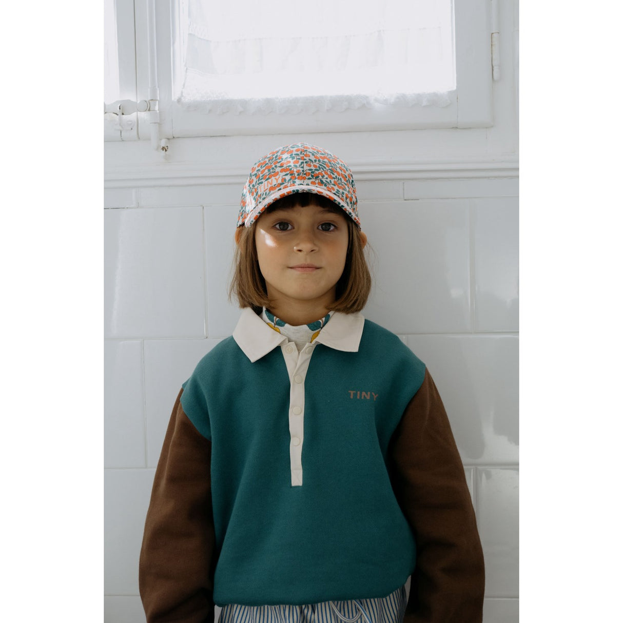 TinyCottons Dark Green Farve Block Polo Sleeve T-Shirt