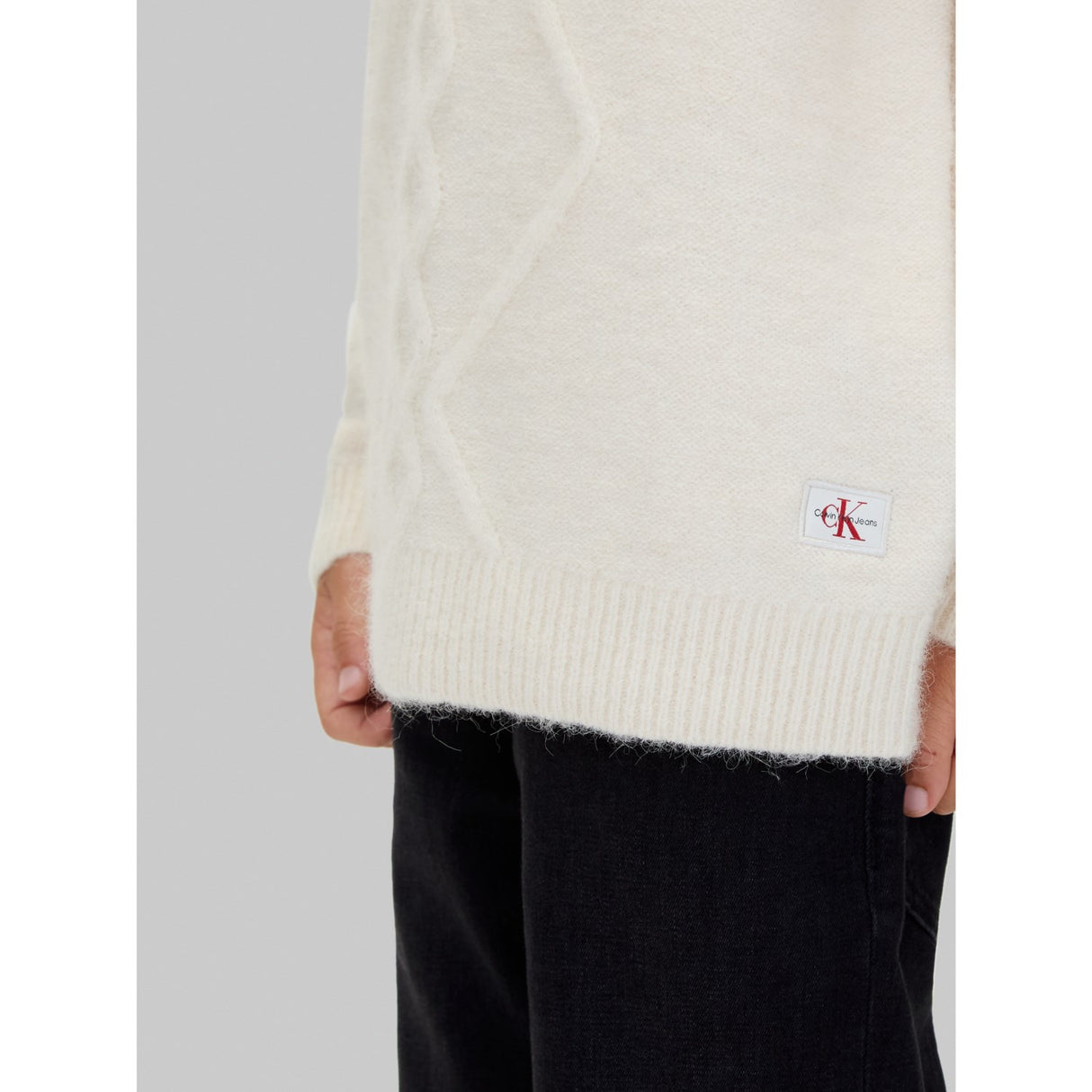 Calvin Klein Whitecap Gray Fluffy Sweater