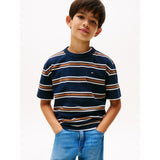 Tommy Hilfiger Navy Multi Stripe Bomuld Stripe Tee Ss