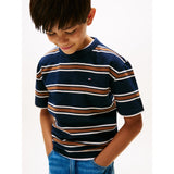 Tommy Hilfiger Navy Multi Stripe Bomuld Stripe Tee Ss
