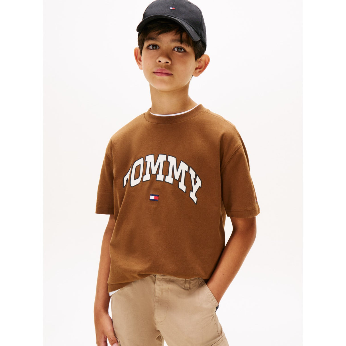 Tommy Hilfiger Pecan Nut Varsity Raised Print Tee Ss