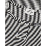 Mads Nørgaard Black/Vanilla Ice 2X2 Bomuld Stripe Tala Tee Ls