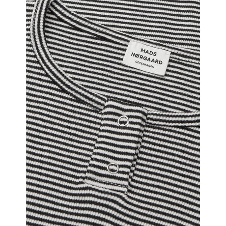 Mads Nørgaard Black/Vanilla Ice 2X2 Bomuld Stripe Tala Tee Ls