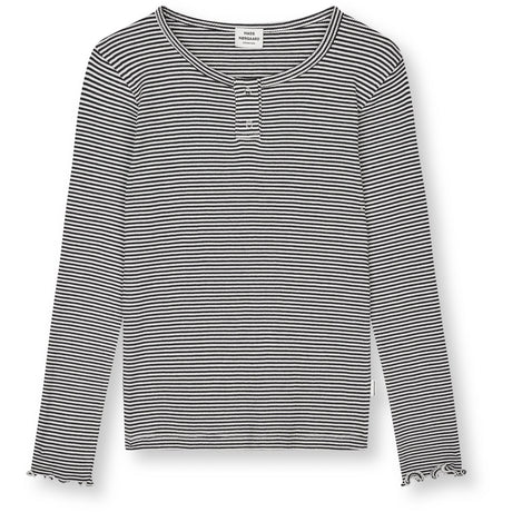 Mads Nørgaard Black/Vanilla Ice 2X2 Bomuld Stripe Tala Tee Ls