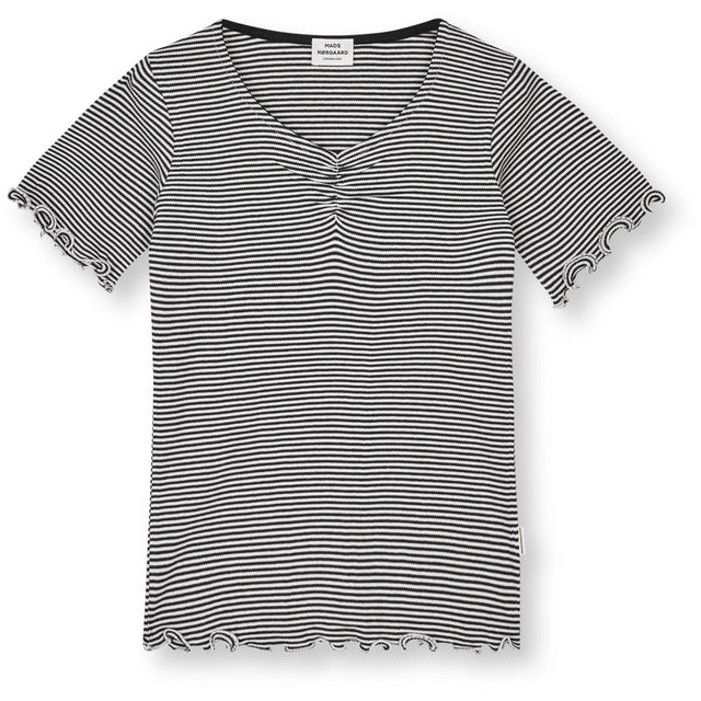 Mads Nørgaard Black/Vanilla Ice 2X2 Bomuld Stripe Tiki Tee