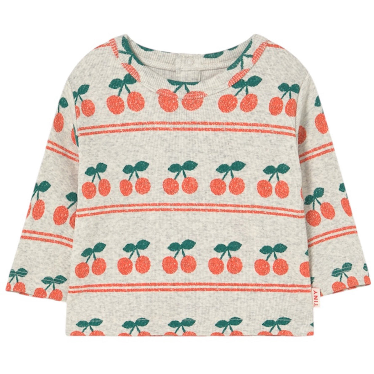 TinyCottons Light Cream Cherry Pattern Rib Baby Bluse