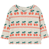 TinyCottons Light Cream Cherry Pattern Rib Baby Bluse