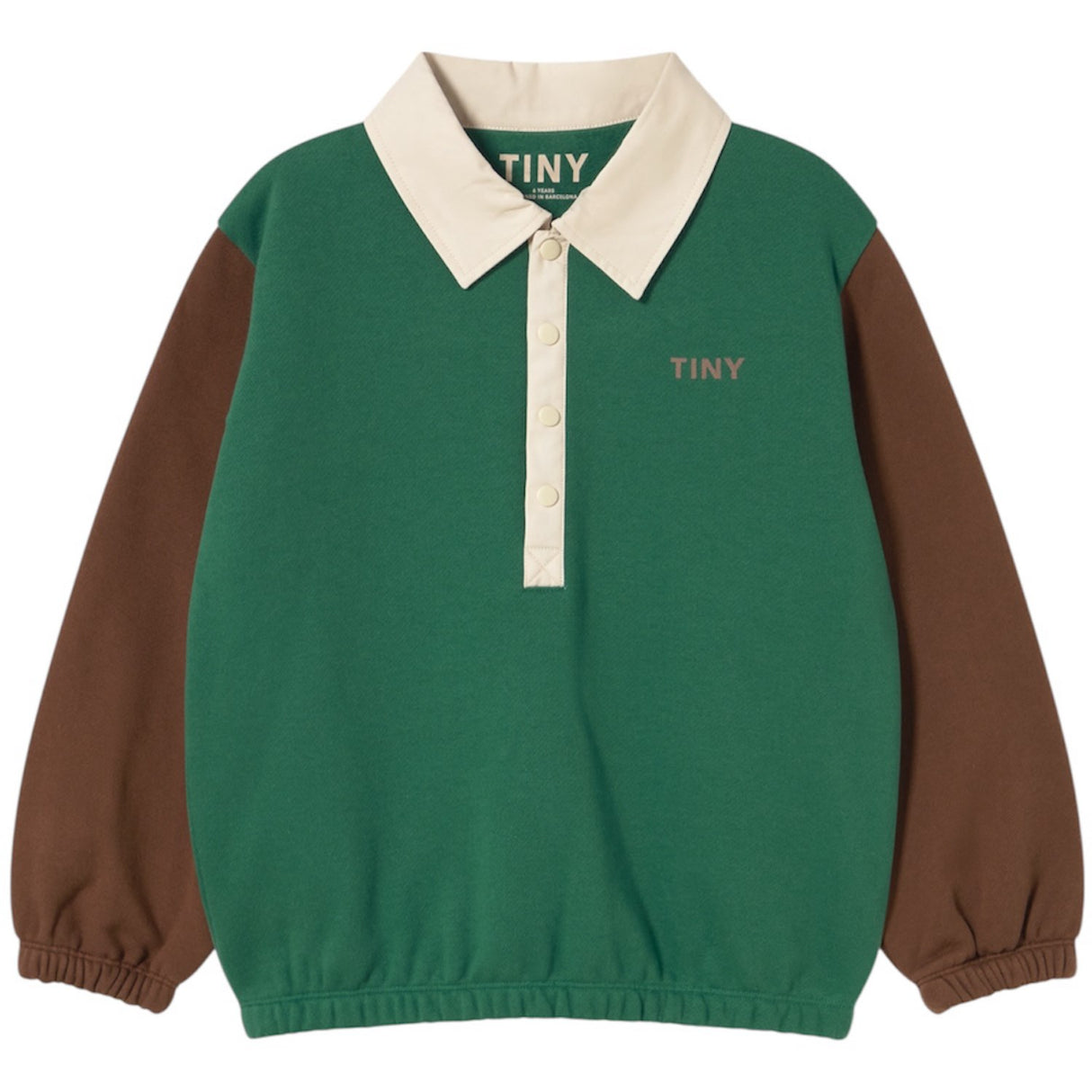 TinyCottons Dark Green Farve Block Polo Sleeve T-Shirt