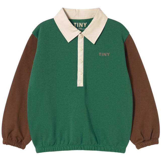 TinyCottons Dark Green Farve Block Polo Sleeve T-Shirt