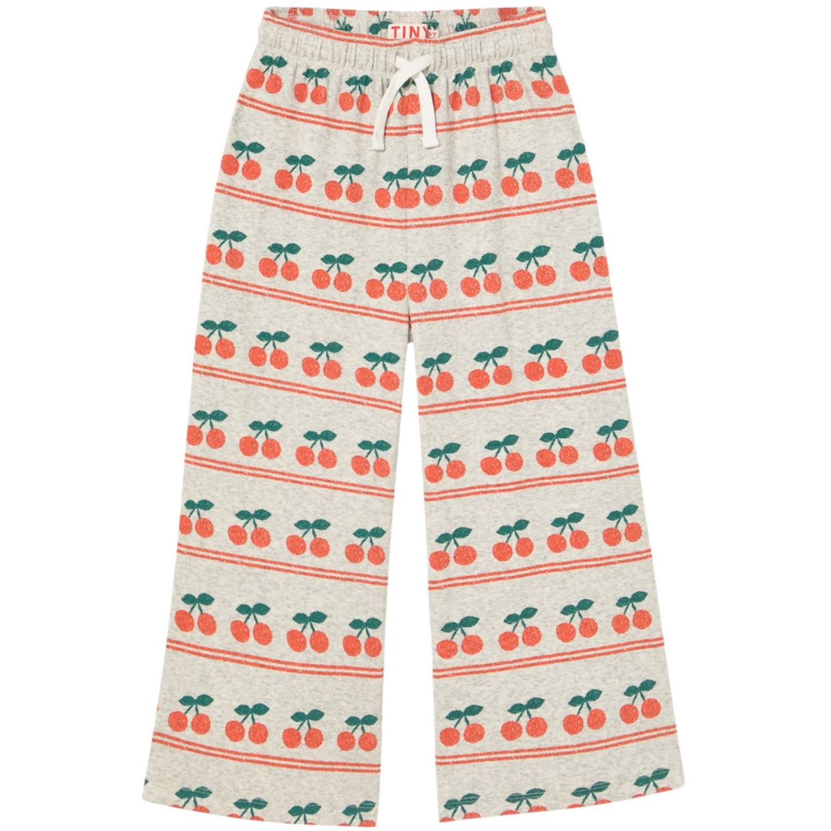 TinyCottons Light Cream Heather Cherry Pattern Rib Bukser