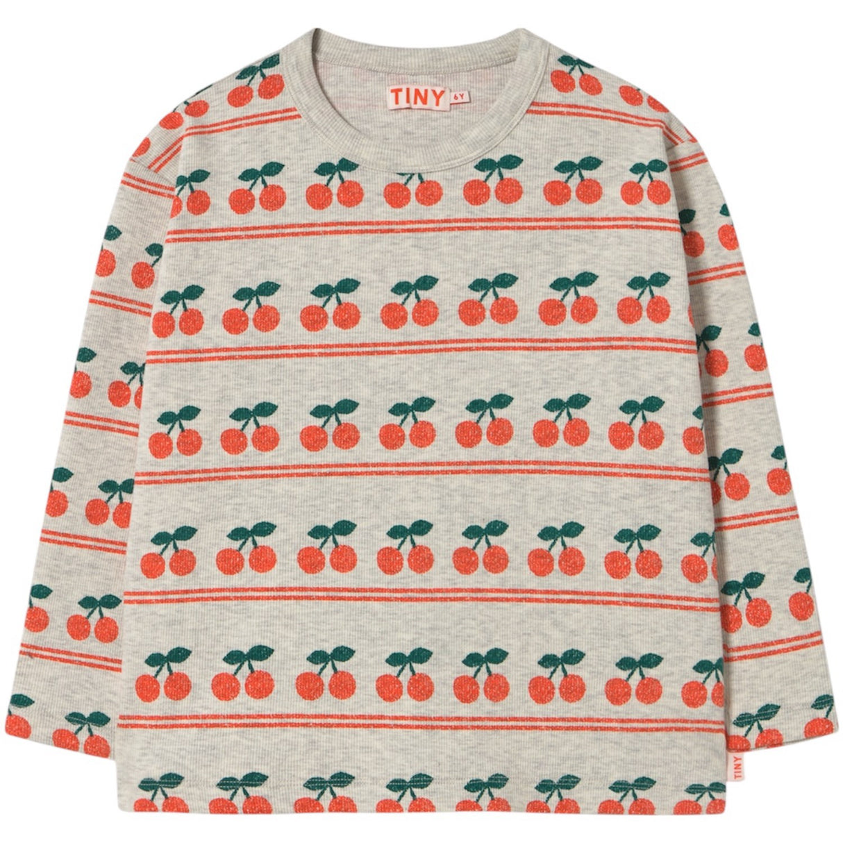 TinyCottons Light Cream Heather Cherry Pattern Rib Bluse