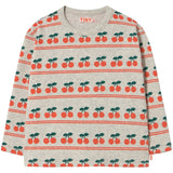 TinyCottons Light Cream Heather Cherry Pattern Rib Bluse