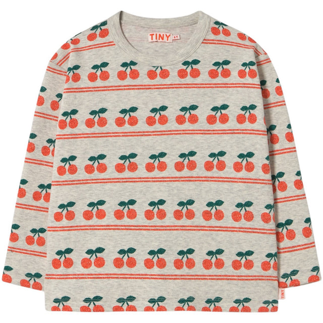 TinyCottons Light Cream Heather Cherry Pattern Rib Bluse