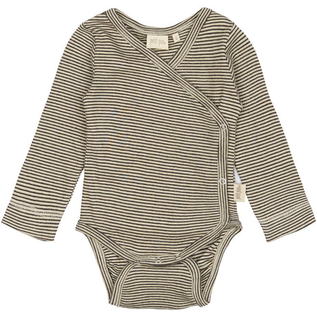 Petit Piao Coffee Bean/Dark Off White PPDian Body L/S Fold Over Stripe NOOS