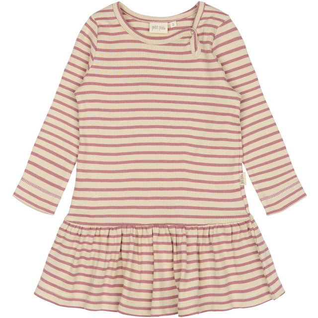 Petit Piao Nostalgic Rose/off White Kjole L/S Modal Striped