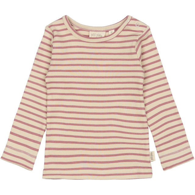 Petit Piao Nostalgic Rose/off White T-shirt L/S Modal Striped