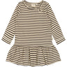 Petit Piao Coffee Bean/off White Kjole L/S Modal Striped
