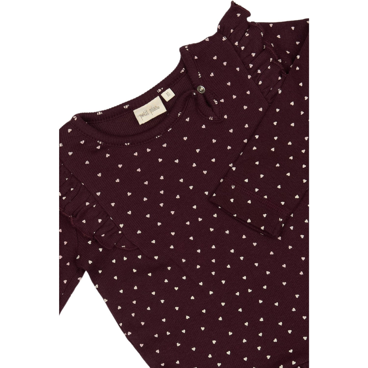 Petit Piao Dark Grape/White Kjole L/S Flæse Modal Heart