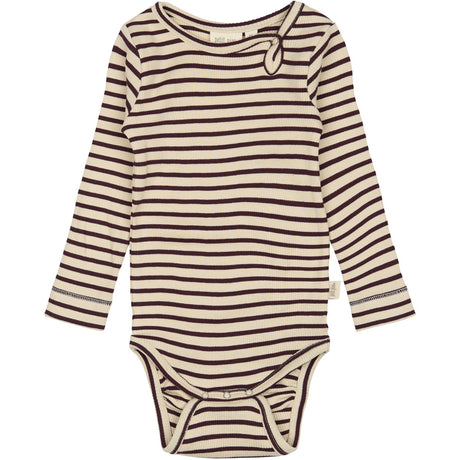 Petit Piao Dark Grape/off White Body L/S Modal Striped