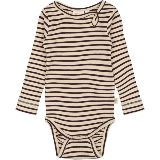 Petit Piao Dark Grape/off White Body L/S Modal Striped