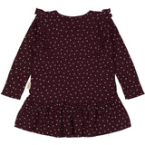 Petit Piao Dark Grape/White Kjole L/S Flæse Modal Heart