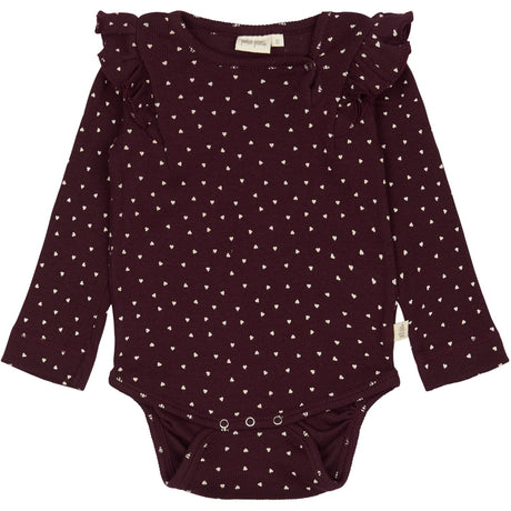 Petit Piao Dark Grape/White Body L/S Flæse Modal Heart