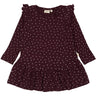 Petit Piao Dark Grape/White Kjole L/S Flæse Modal Heart