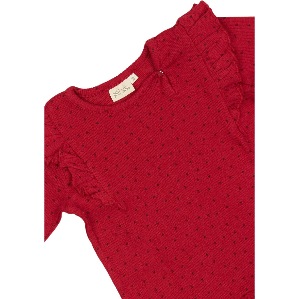 Petit Piao Jet Red/Biking Red Kjole L/S Flæse Modal Heart