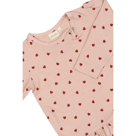 Petit Piao Heart Kjole L/S Gather Printed