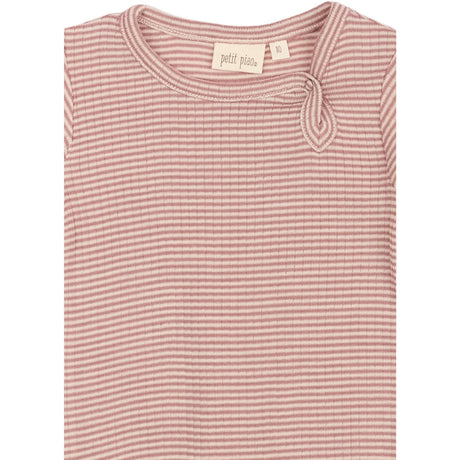 Petit Piao Nostalgic Rose/Dark Off White PPDante Body L/S Merino Uld Striped