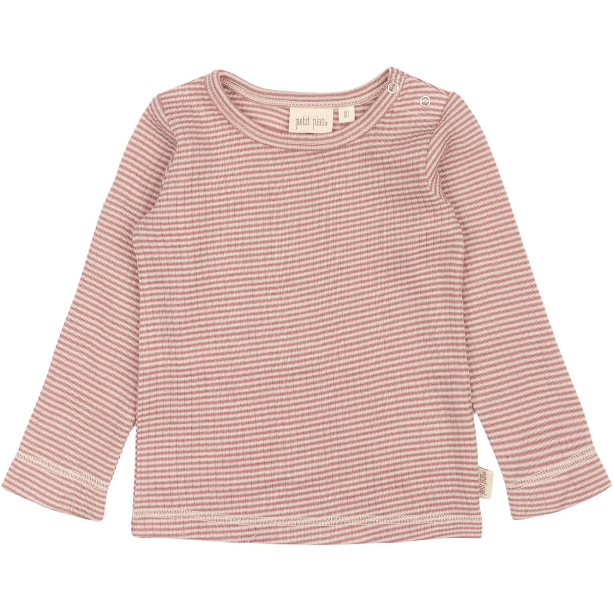 Petit Piao Nostalgic Rose/Dark Off White PPDante T-Shirt L/S Meriono Uld Striped