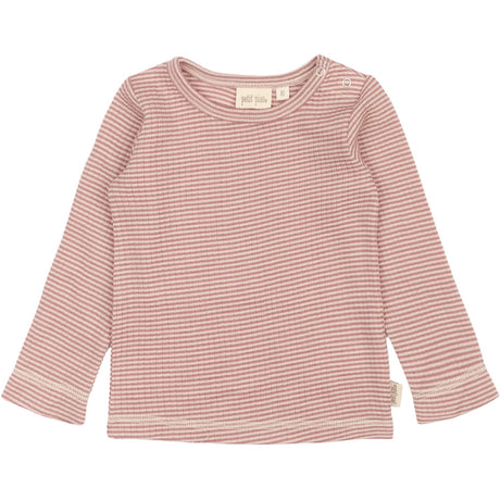 Petit Piao Nostalgic Rose/Dark Off White PPDante T-Shirt L/S Meriono Uld Striped