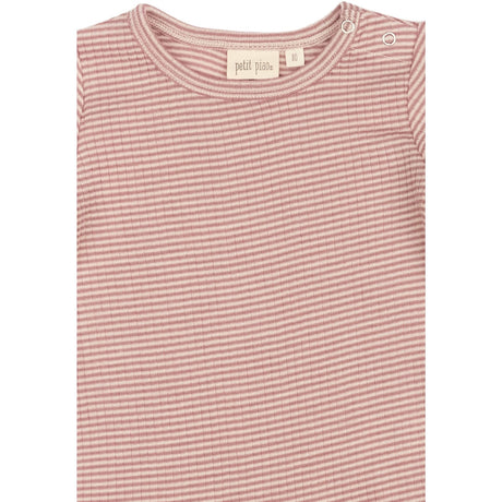 Petit Piao Nostalgic Rose/Dark Off White PPDante T-Shirt L/S Meriono Uld Striped