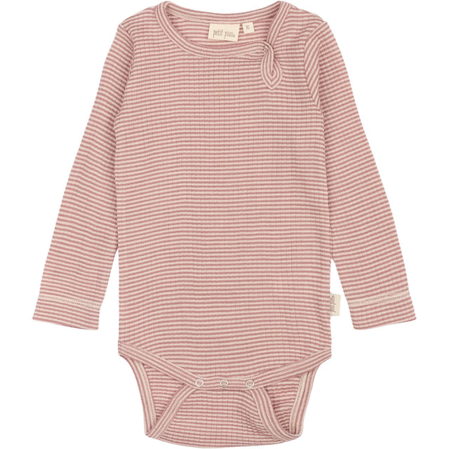 Petit Piao Nostalgic Rose/Dark Off White PPDante Body L/S Merino Uld Striped