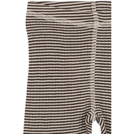 Petit Piao Coffee Bean/Dark Off White PPDante Leggings Merino Uld Striped
