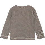 Petit Piao Coffee Bean/Dark Off White PPDante T-Shirt L/S Meriono Uld Striped