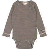 Petit Piao Coffee Bean/Dark Off White PPDante Body L/S Merino Uld Striped