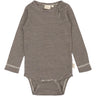 Petit Piao Coffee Bean/Dark Off White PPDante Body L/S Merino Uld Striped