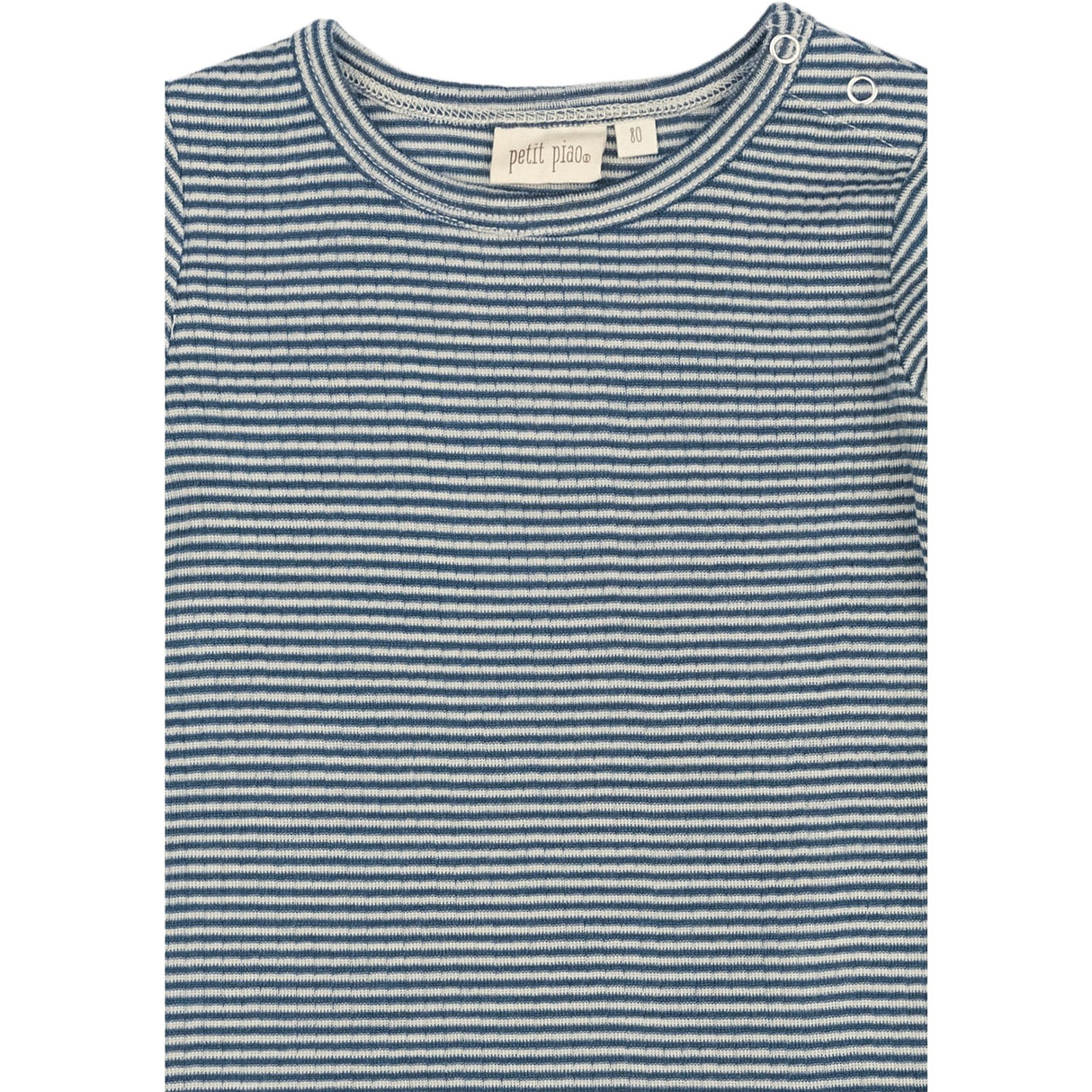 Petit Piao Ensign Blue/dark Off White PPDante T-Shirt L/S Meriono Uld Striped