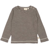 Petit Piao Coffee Bean/Dark Off White PPDante T-Shirt L/S Meriono Uld Striped