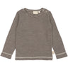 Petit Piao Coffee Bean/Dark Off White PPDante T-Shirt L/S Meriono Uld Striped