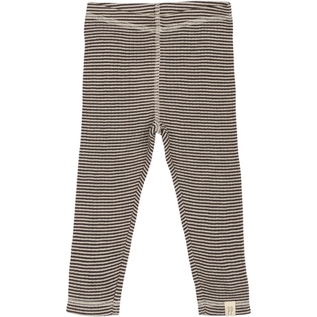 Petit Piao Coffee Bean/Dark Off White PPDante Leggings Merino Uld Striped