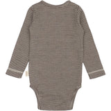 Petit Piao Coffee Bean/Dark Off White PPDante Body L/S Merino Uld Striped