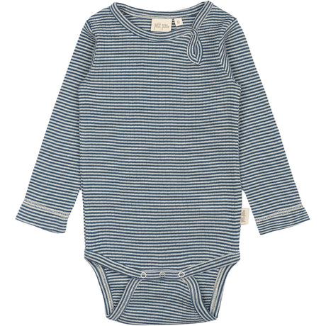 Petit Piao Ensign Blue/dark Off White PPDante Body L/S Merino Uld Striped